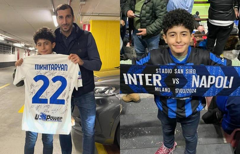 Le fils de l’ancien international arménien Gevorg Ghazaryan a reçu le maillot de l’Inter Milan signé des joueurs et offert par Henrikh Mkhitaryan