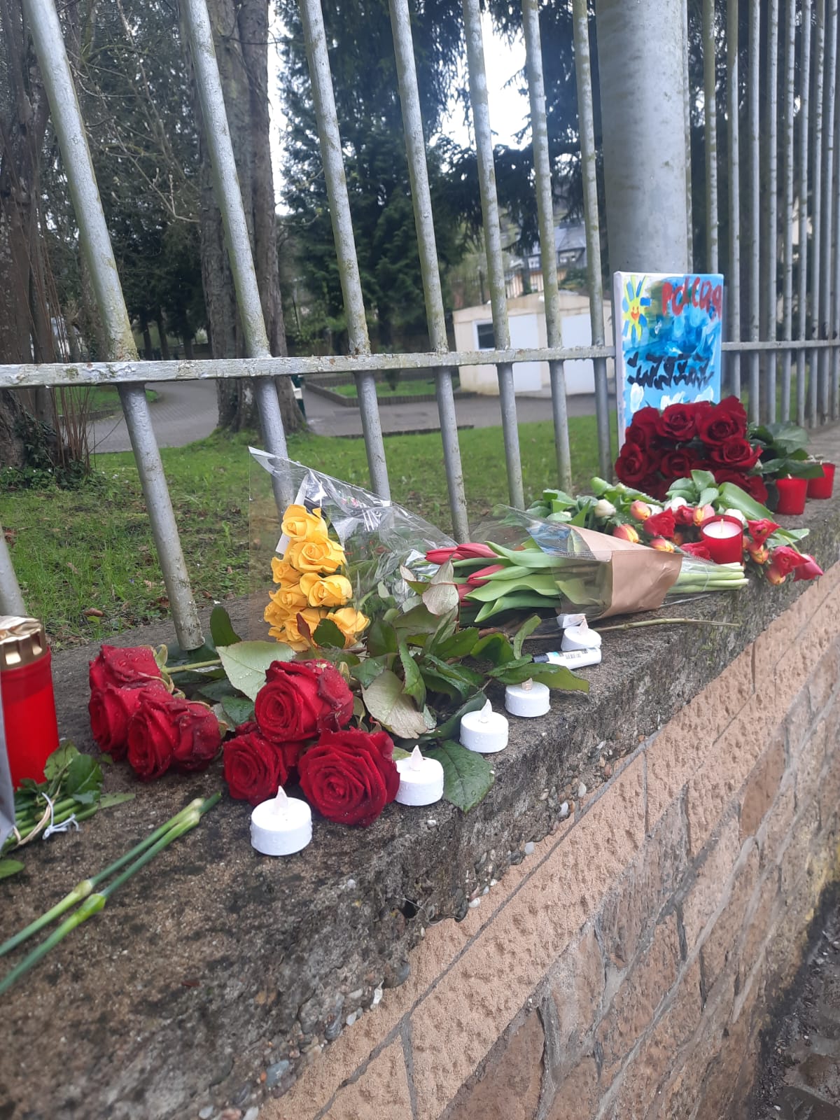 Nous avons déposé des fleurs devant l&rsquo;ambassade de Russie à Bruxelles et au Luxembourg