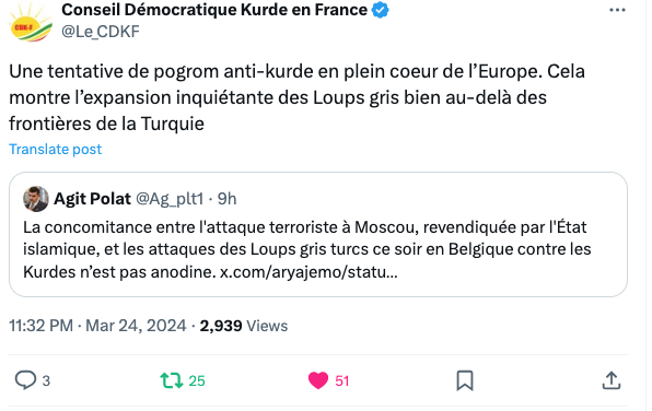 Tentative de pogrom anti-kurde à Bruxelles