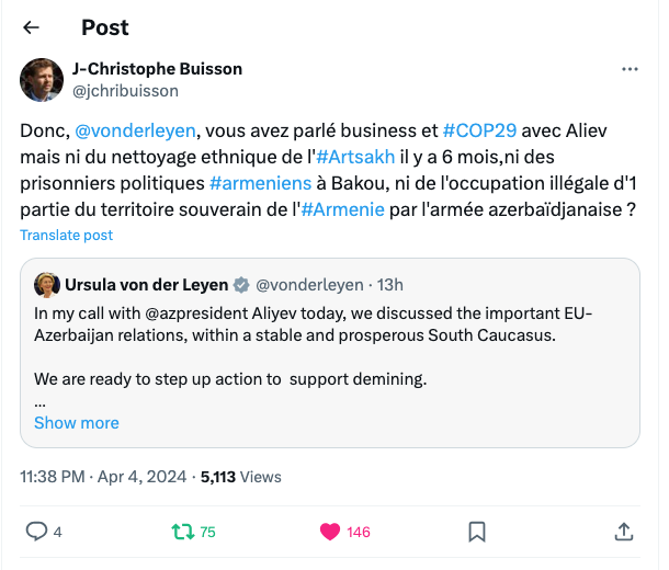 Le dialogue « épuré » entre von der Leyen et Aliev