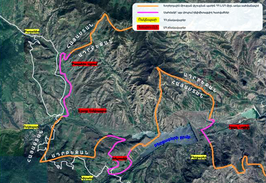 Une frontière d&rsquo;État délimitée entre l&rsquo;Arménie et l&rsquo;Azerbaïdjan, dans la section des quatre villages
