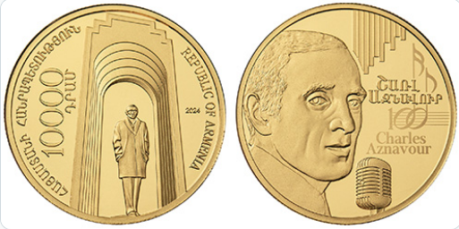 Pièces commémoratives à l&rsquo;effigie d&rsquo;Aznavour
