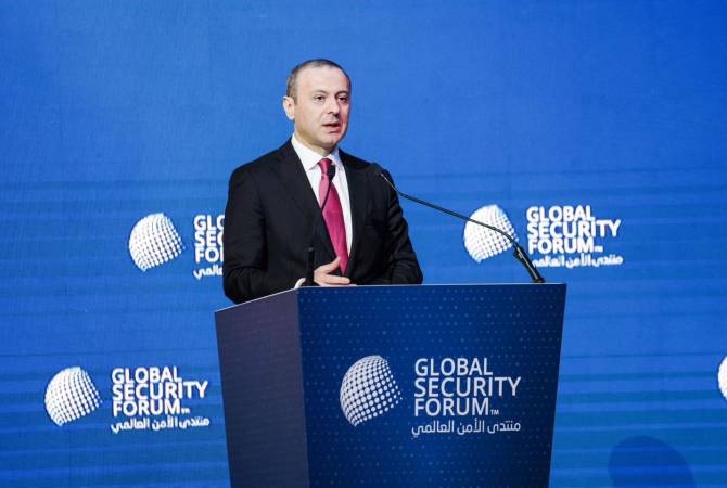 Lors de son discours à Doha, Armen Grigoryan le secrétaire du Conseil de sécurité d&rsquo;Arménie a présenté les détails du projet « Carrefour de la paix »