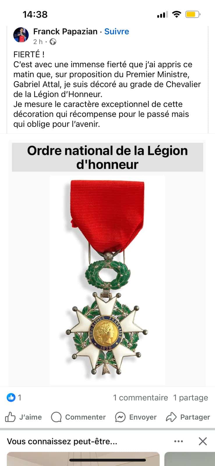 Mourad Papazian décoré de la Légion d’honneur