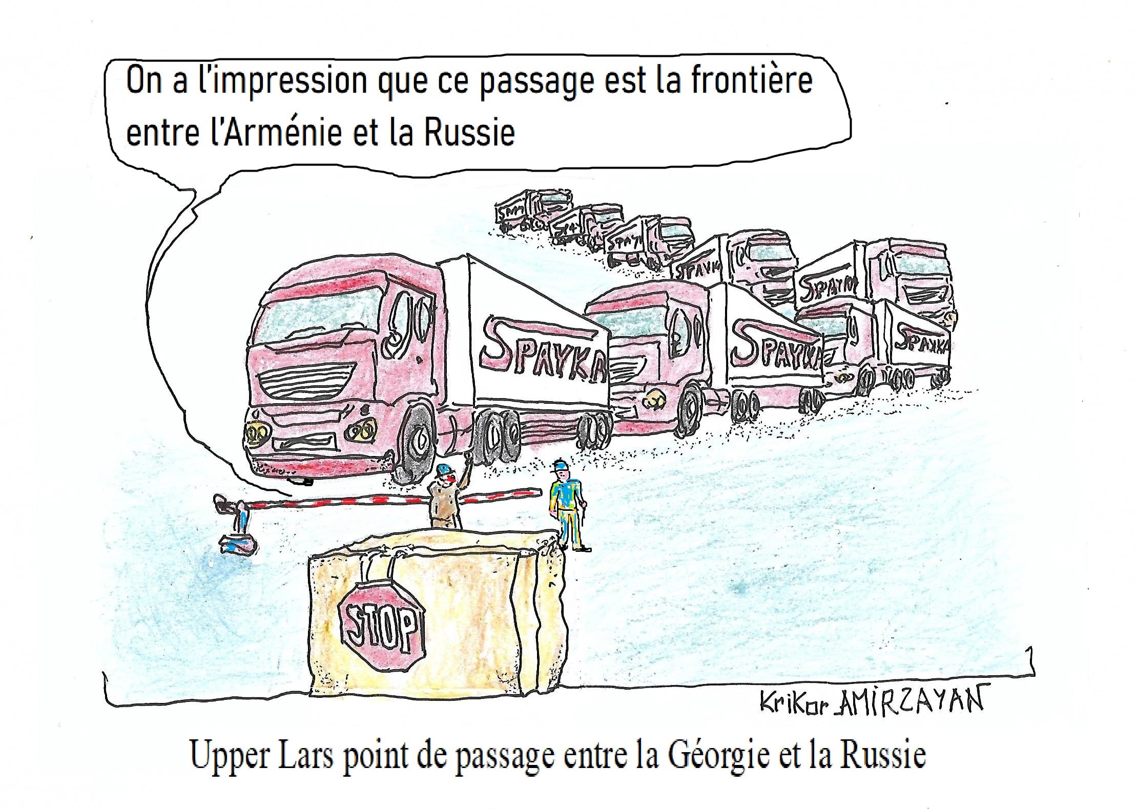 Il y a 500 camions arméniens en direction d&rsquo;Upper Lars, point de passage entre la Géorgie et la Russie, les formalités sont en cours