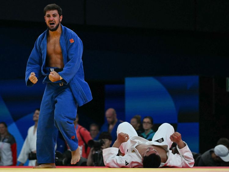 L&rsquo;Arménien Aram Grigorian sous les couleurs des Emirats Arabes Unis a atteint les quarts de finale de judo aux JO de Paris -90 kg
