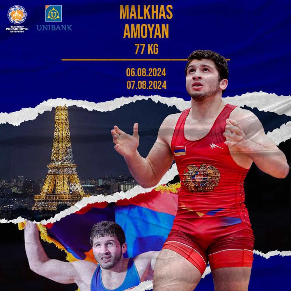 JO Paris-2024 lutte gréco-romaine. Malkhas Amoyan (Arménie) est en 1/4 de finale des 77kg