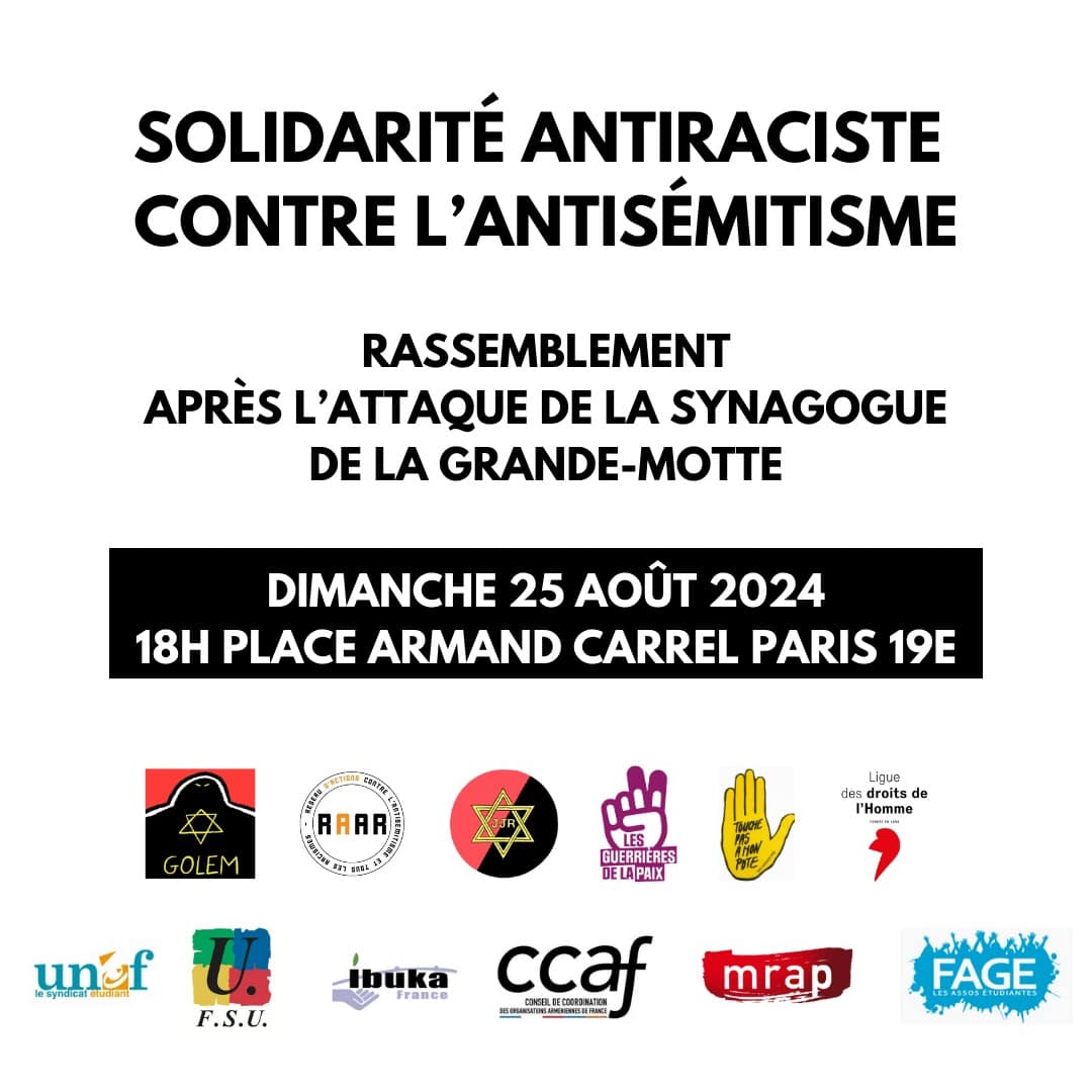 Rassemblement après l&rsquo;attaque de la synagogue de la Grande-Motte