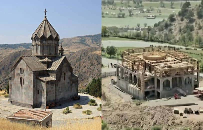 L&rsquo;Azerbaïdjan construit une mosquée après avoir démoli l&rsquo;église arménienne de Sourp Hambardzoum à Berdzor