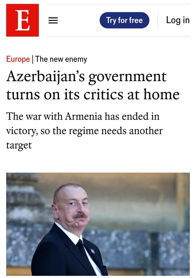 The Economist : le gouvernement azerbaïdjanais s&rsquo;en prend à ses détracteurs à l&rsquo;intérieur du pays