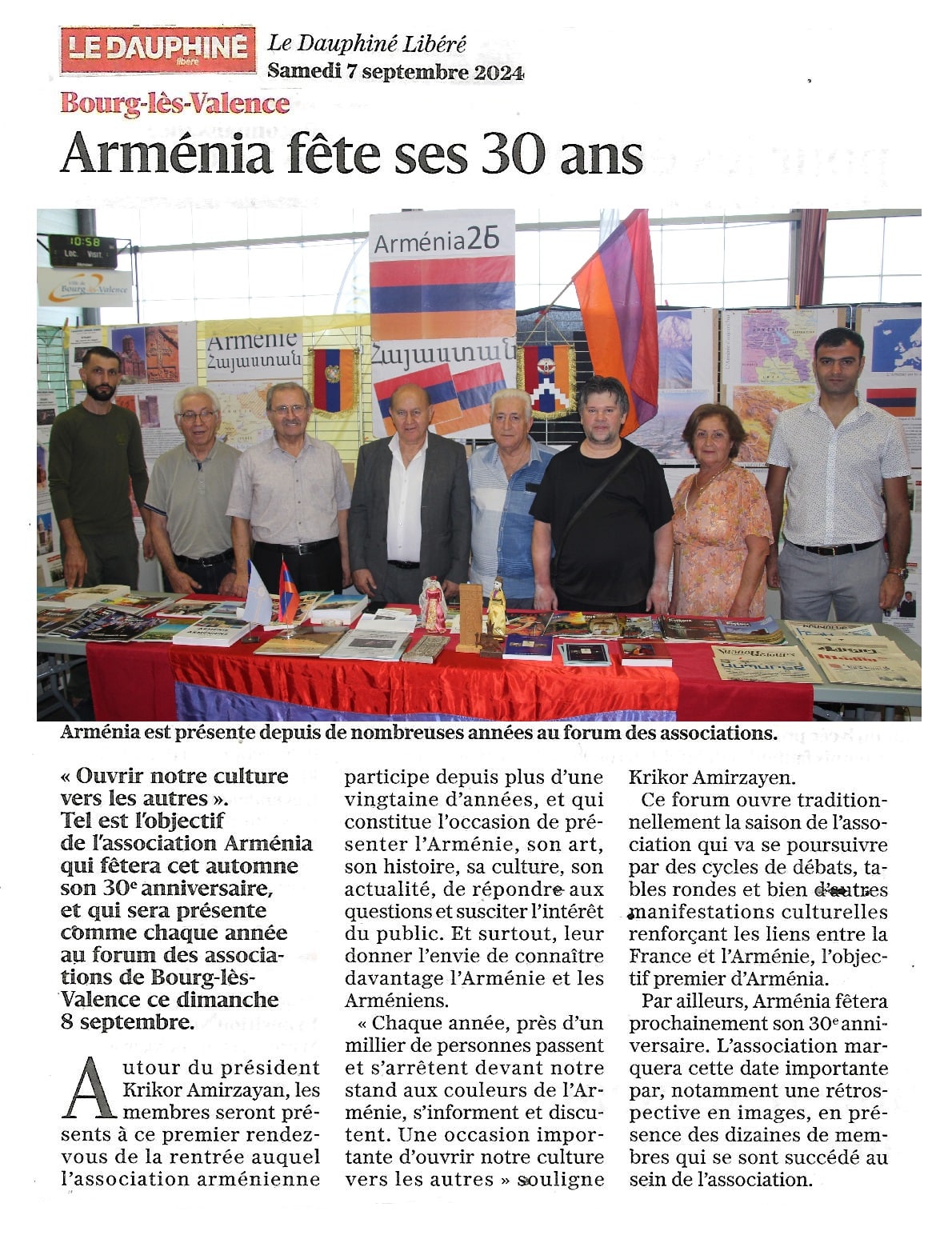 L’association « Arménia » au Forum des Associations de Bourg-Lès-Valence prépare son 30e anniversaire