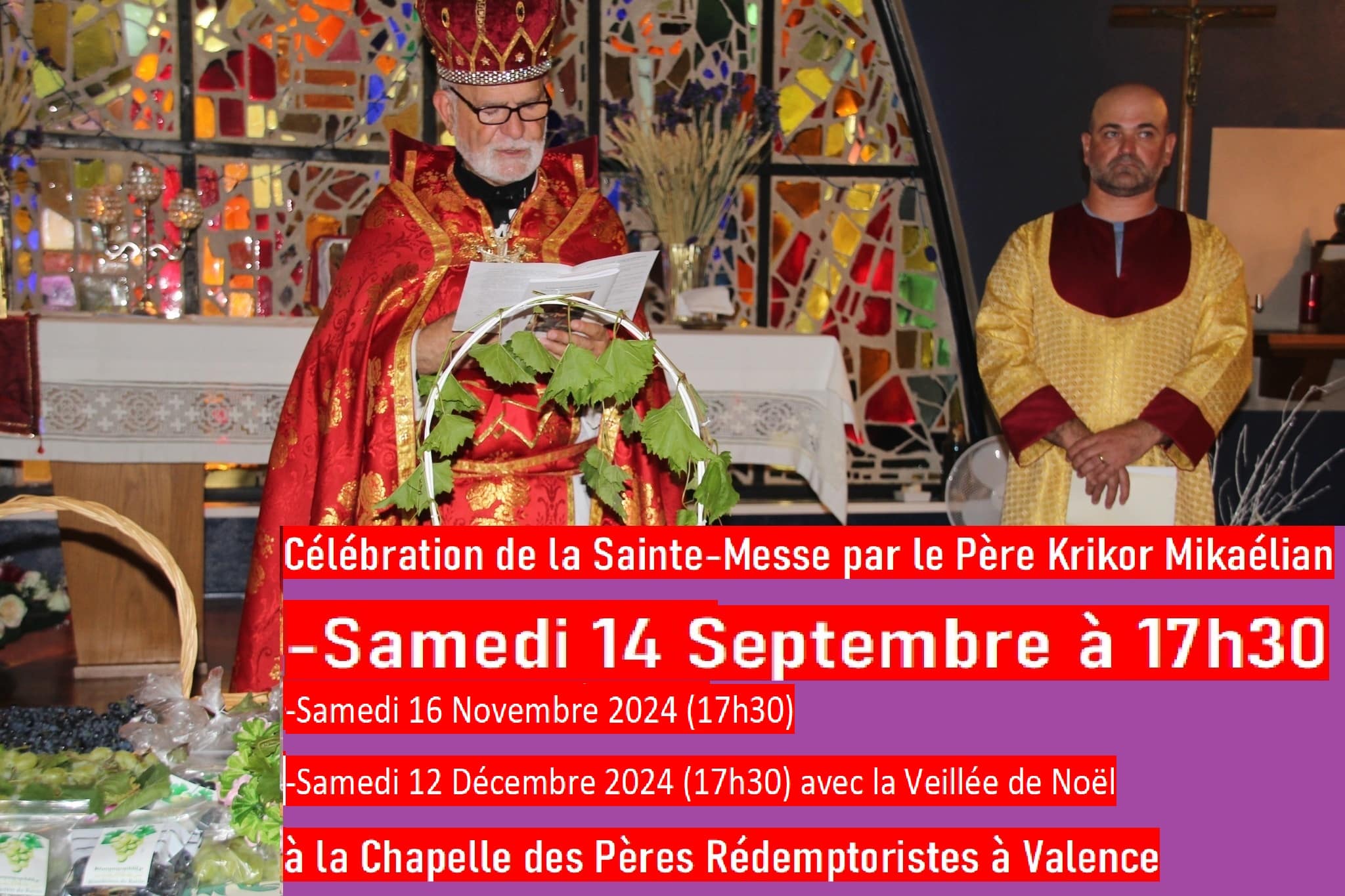 Sainte Messe de l’Eglise catholique arménienne à Valence samedi 14 septembre pour la fête de la Sainte-Croix par le père Krikor Mikaélian