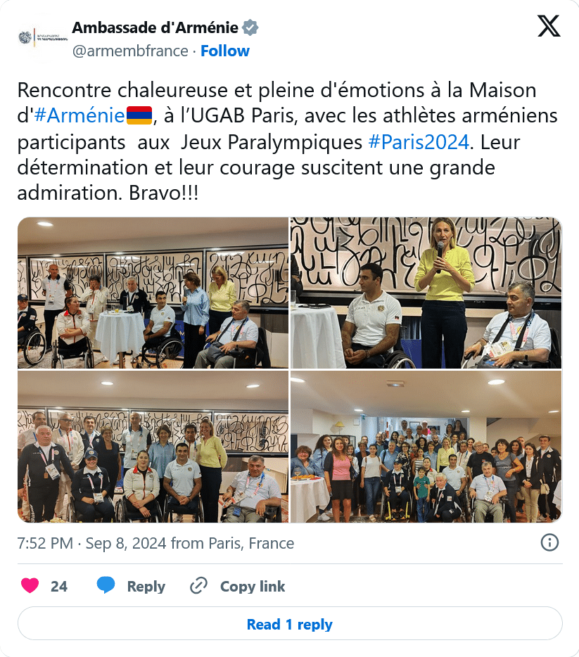 Rencontre à l’UGAB Paris aves les athlètes paralympics d&rsquo;Arménie