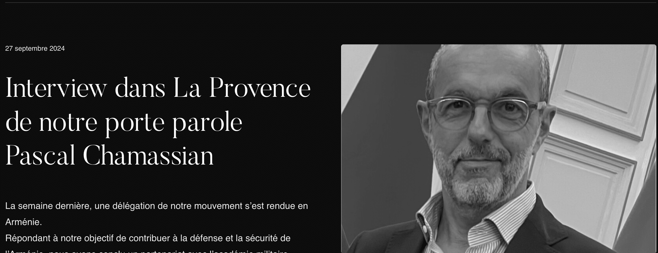 Interview dans La Provence de notre porte parole Pascal Chamassian