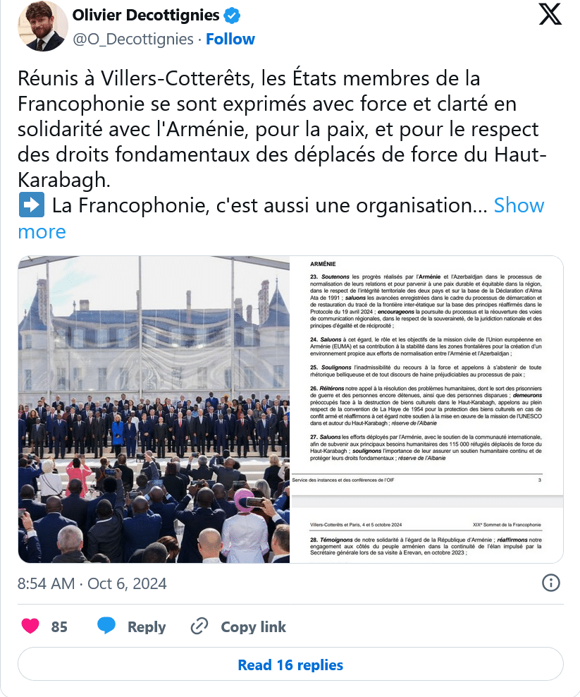 Pour la paix, et pour le respect des droits fondamentaux des déplacés de force du Haut-Karabagh