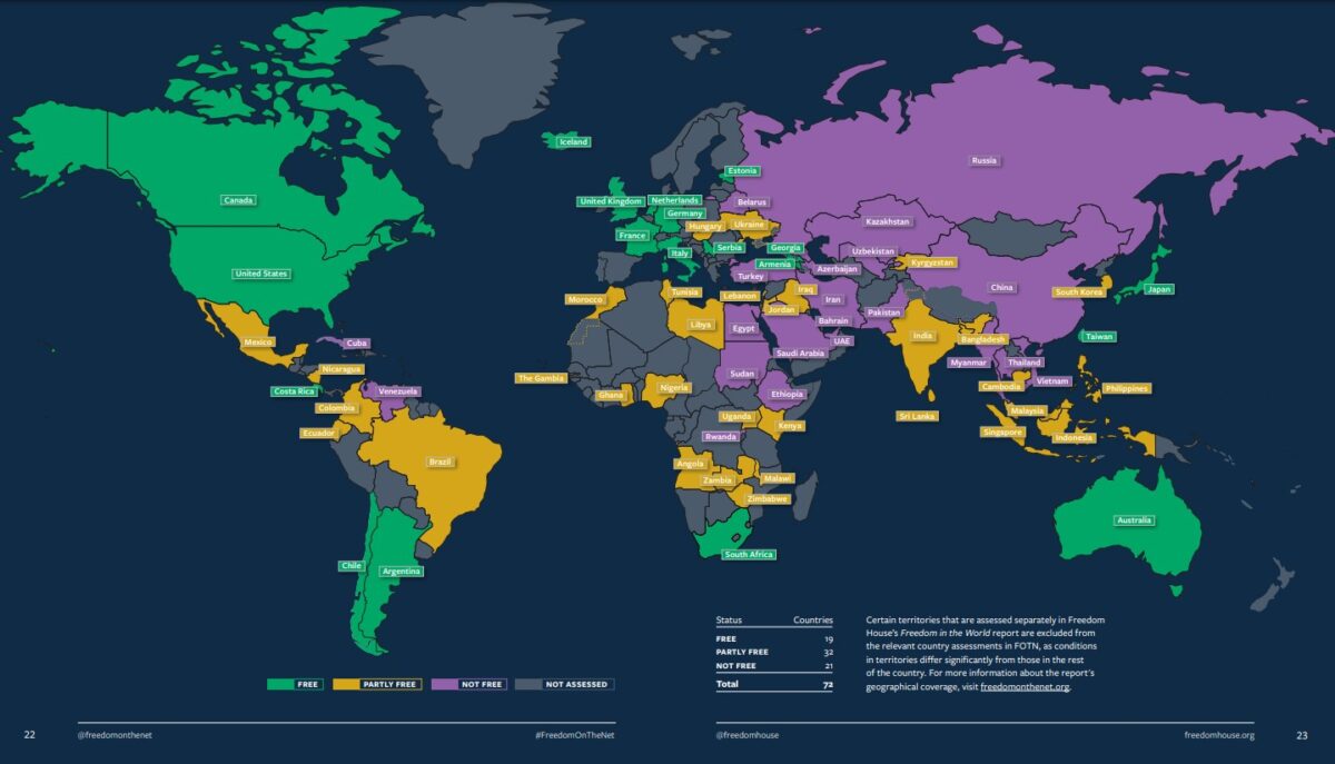 L’Arménie est classée par Freedom House comme pays « libre sur le net » dans son rapport « Freedom on the Net 2024 »