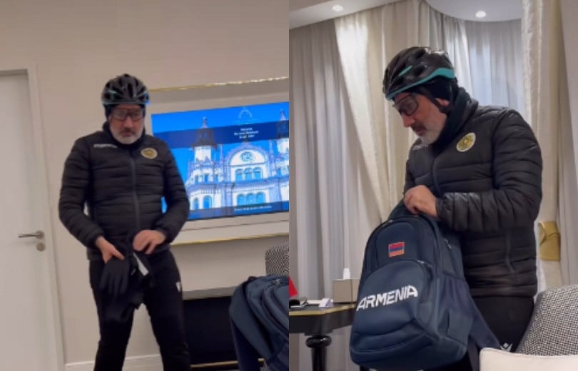 Mordu de vélo, le Premier ministre arménien profitant du sommet européen à Budapest, a parcouru 30 km le long du Danube