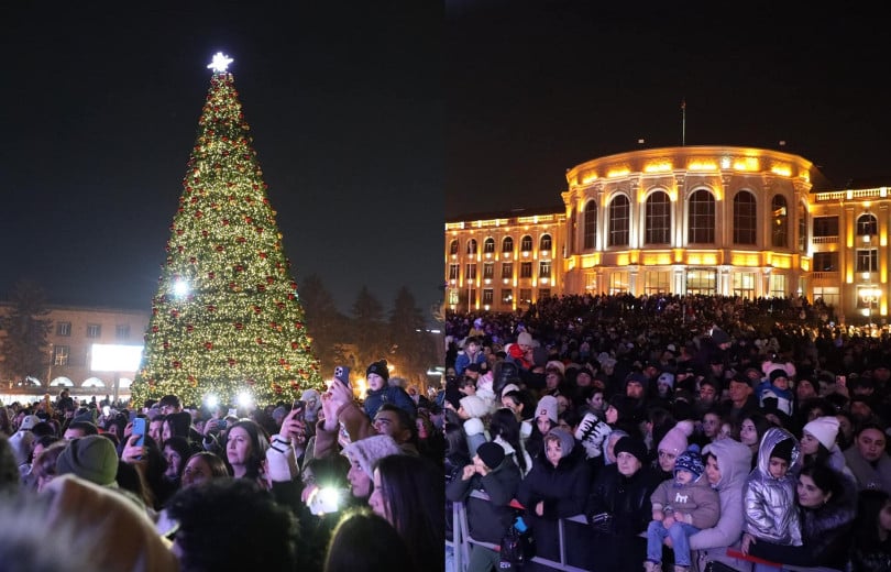 Au centre de Gumri, les lumières du sapin de Noël de la ville ont été allumées