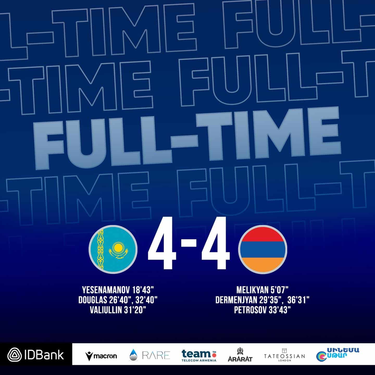 Euro-2026 : L&rsquo;Arménie tient en échec le Kazakhstan (4-4) en qualification de l’Euro 2026 de futsal