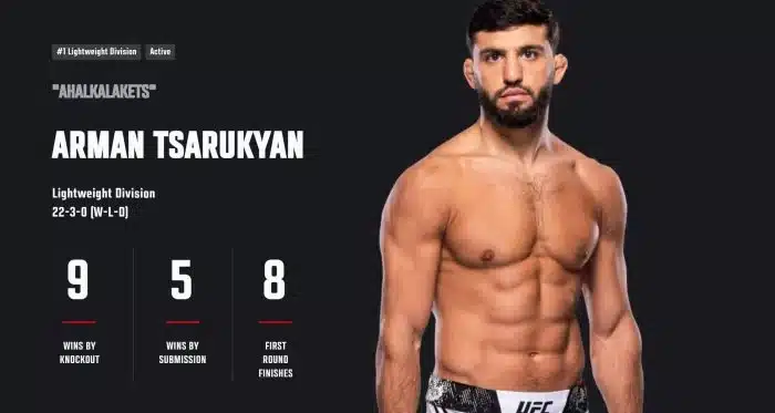 UFC. Arman Tsarukyan (Arménie) reste à la première place du classement
