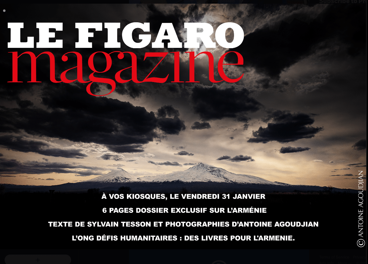 Le Figaro Magazine : Six pages sur l&rsquo;Arménie avec Sylvain Tesson et Antoine Agoudjian