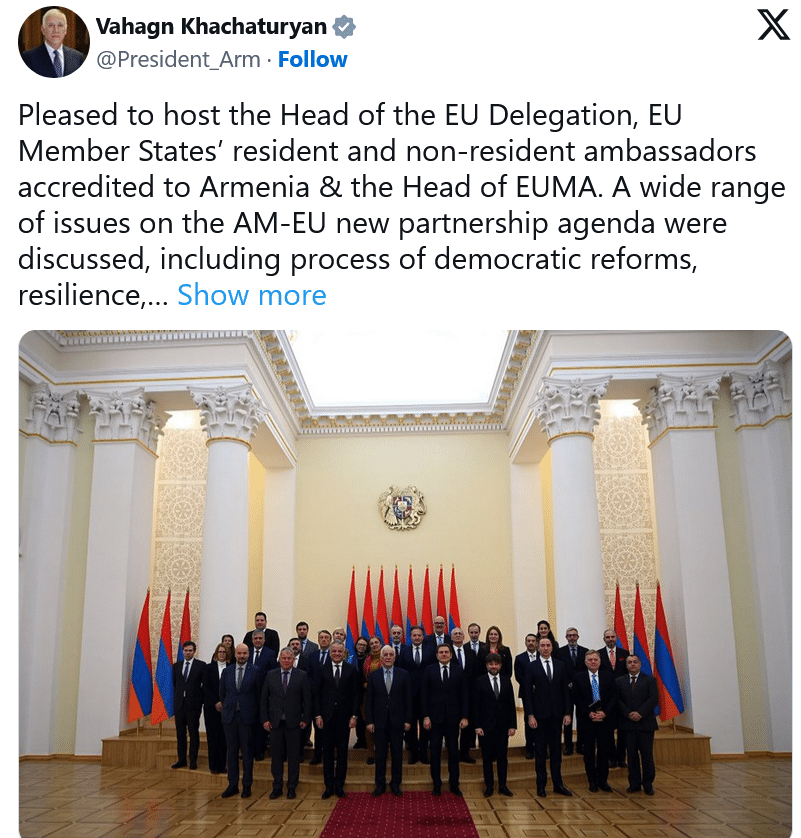 Pleased to host the Head of the EU Delegation, EU Member States’ resident and non-resident ambassadors