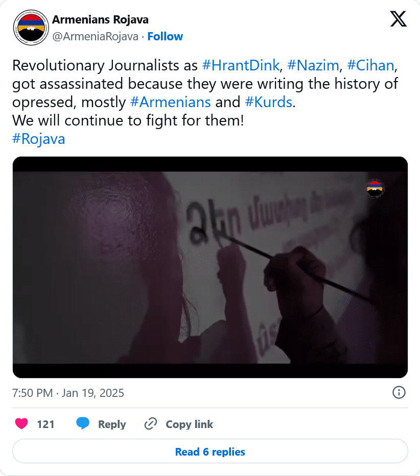 Les Armeniens du Rojava rendent hommage à H. Dink