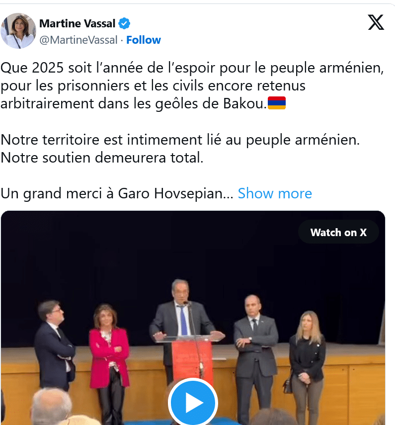 Martine Vassal : Que 2025 soit l’année de l’espoir pour le peuple arménien
