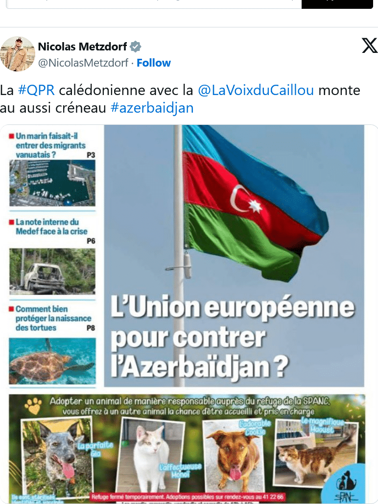 Nicolas Metsdorf : Contrer l&rsquo;Azerbaïdjan