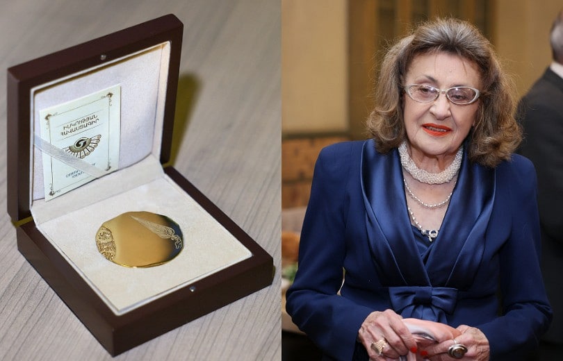 La présentatrice de la Télévision arménienne Nara Shlepchyan (90 ans) a reçu la médaille d&rsquo;or du ministère de l&rsquo;Éducation, des Sciences et de la Culture d&rsquo;Arménie