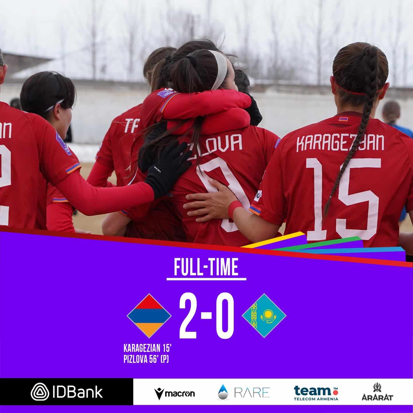 Ligue des nations : La deuxième victoire consécutive de l&rsquo;équipe féminine d’Arménie de football qui s’impose 2-0 face au Kazakhstan à Armavir (Arménie)