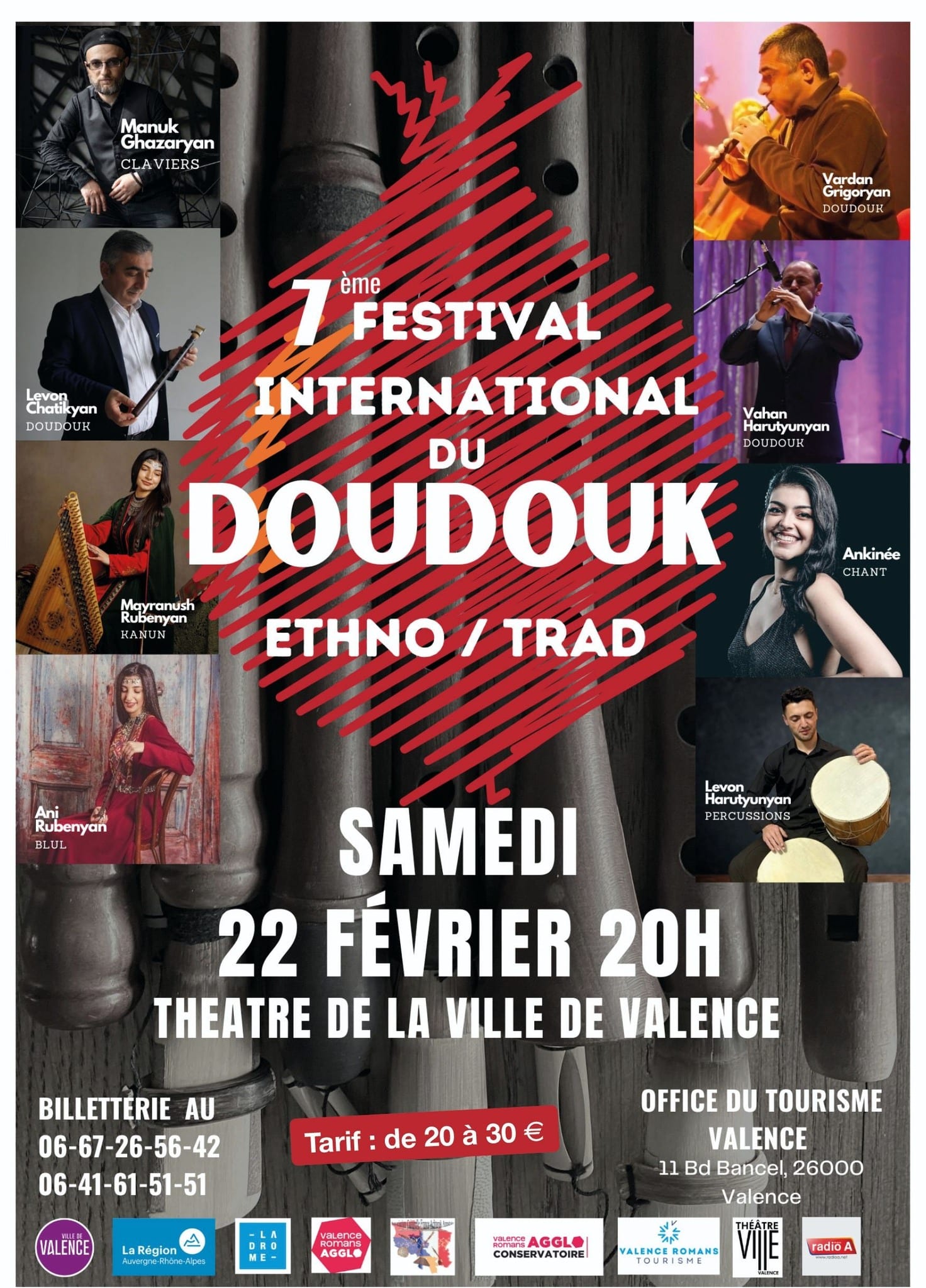 Le 7e Festival international du doudouk ethno/trad aura lieu samedi 22 février 2025 au Théâtre de la ville de Valence