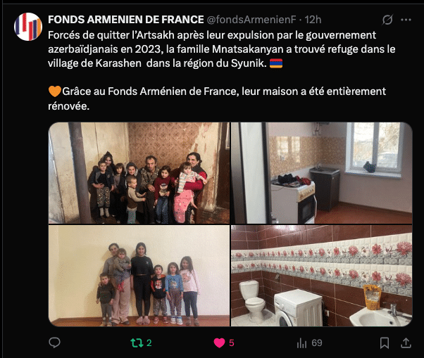 Fonds arménien de France : maison de réfugiés entièrement rénovée