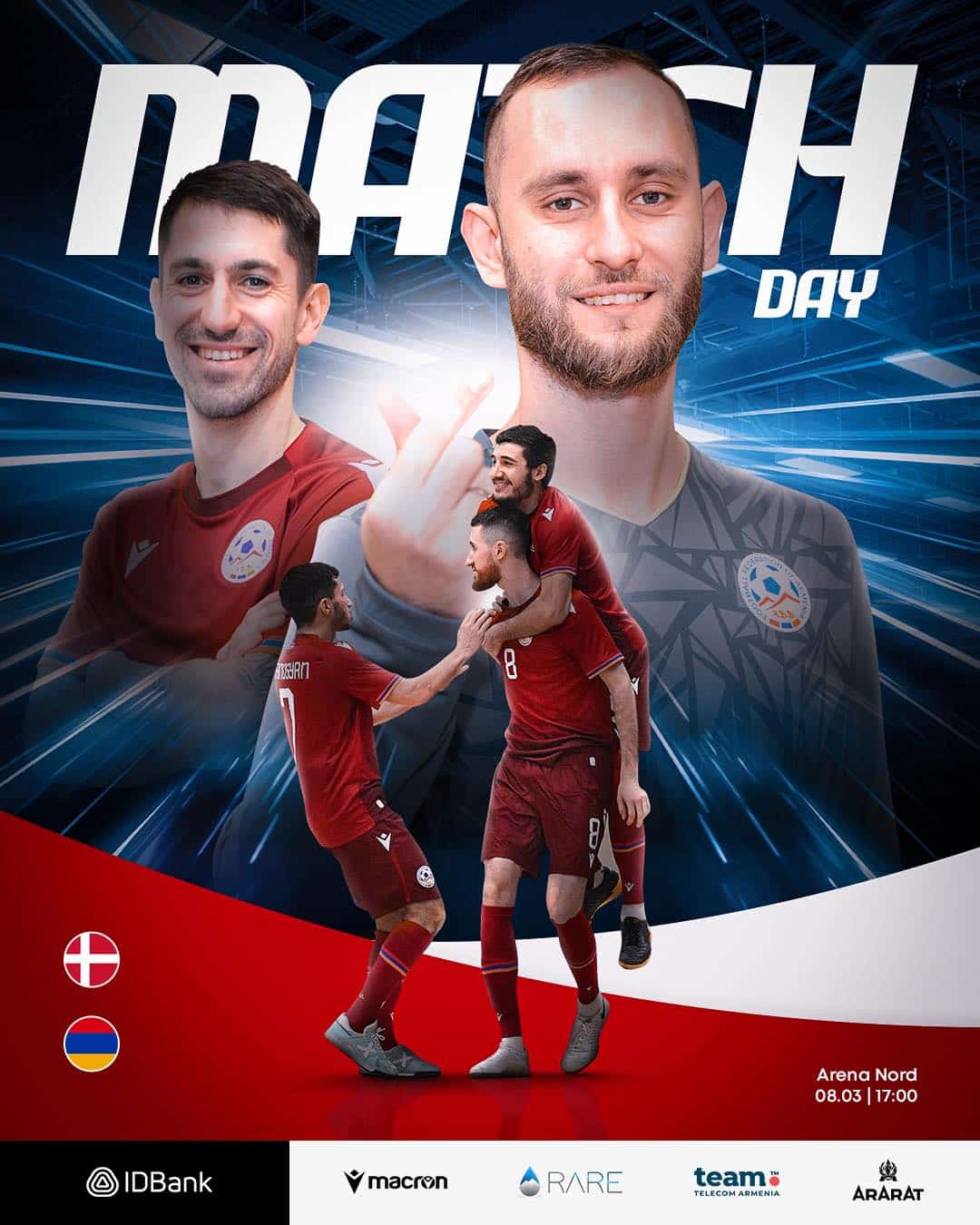 L&rsquo;équipe d’Arménie de futsal s’est imposée 3-1 face au Danemark