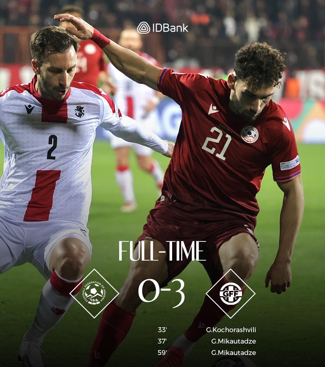 Défaite de l’Arménie face à la Géorgie (0-3) à Yerevan en premier match éliminatoire de la Ligue des Nations