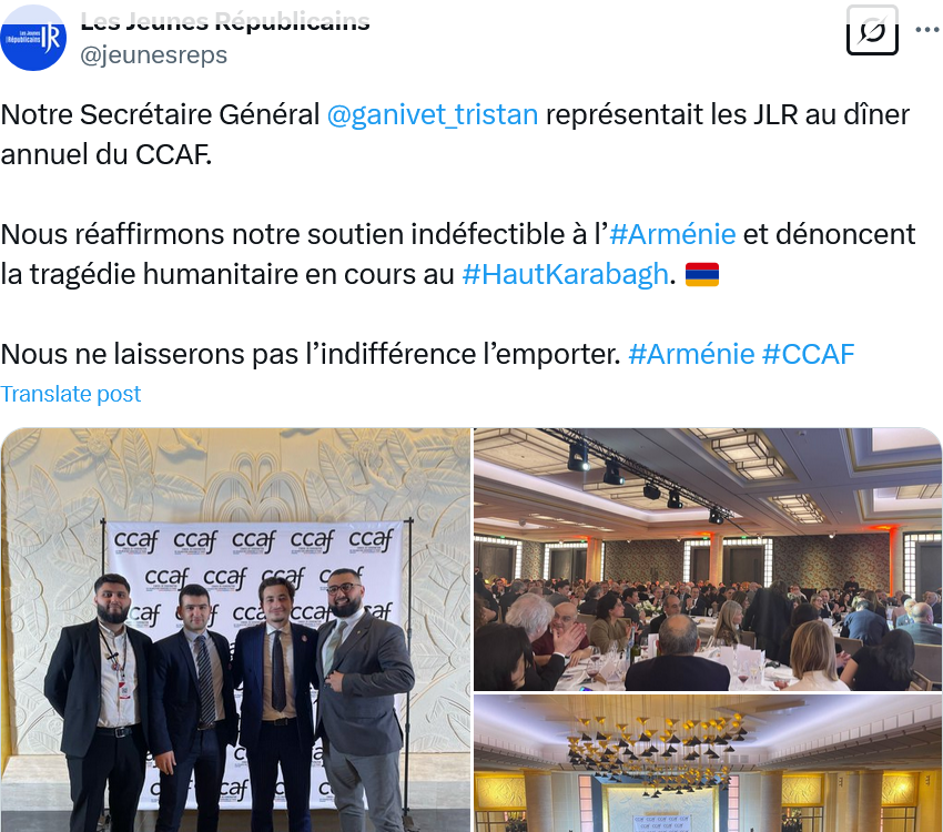 Jeunes Républicains : Notre Secrétaire Général @ganivet_tristan  représentait les JLR au dîner annuel du CCAF
