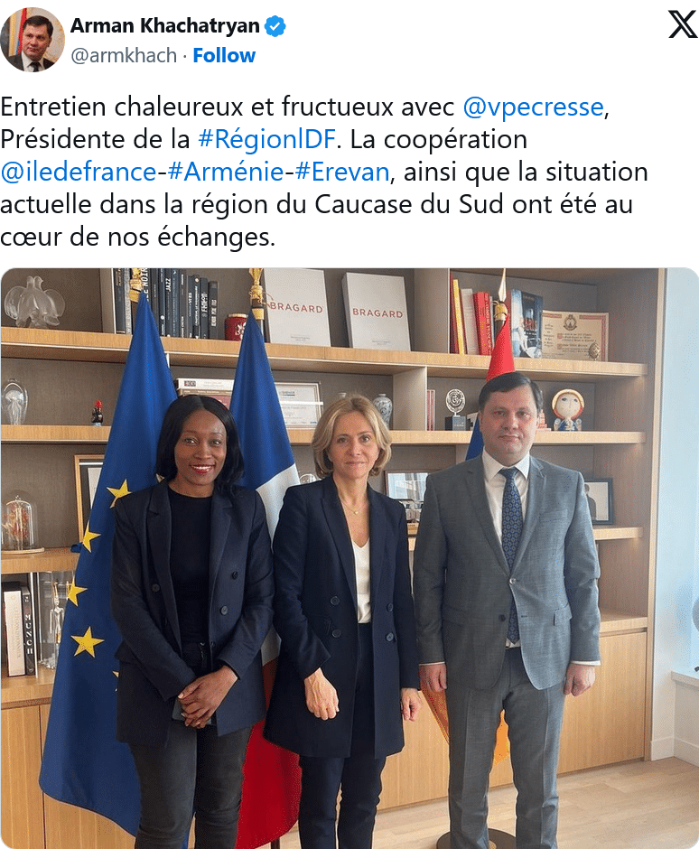 A. Khachatryan : entretien fructueux avec V. Pécresse