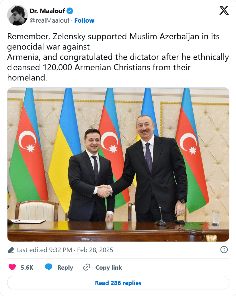 Dr Maalouf : Quand Zelensky soutenait l&rsquo;attaque de l&rsquo;Artsakh par Aliev…