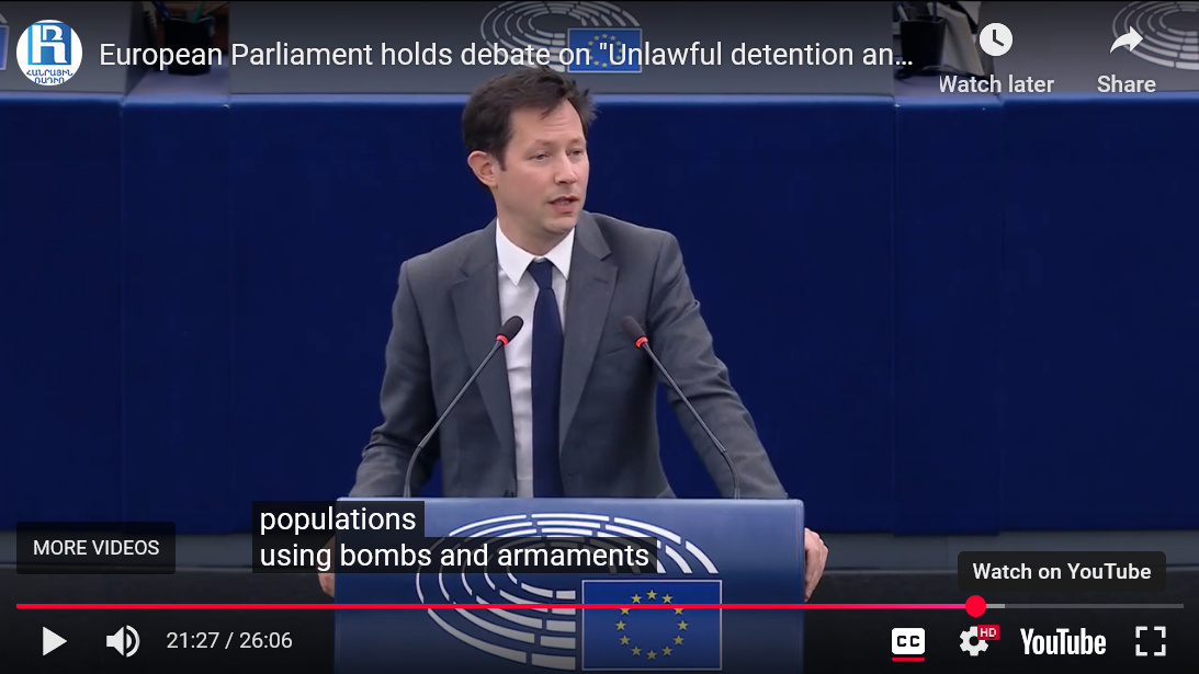 Vote aujourd&rsquo;hui au Parlement européen de la proposition de résolution commune sur la détention illicite et le simulacre de procès d’otages arméniens, dont des représentants politiques de premier plan du Haut-Karabagh, par l’Azerbaïdjan