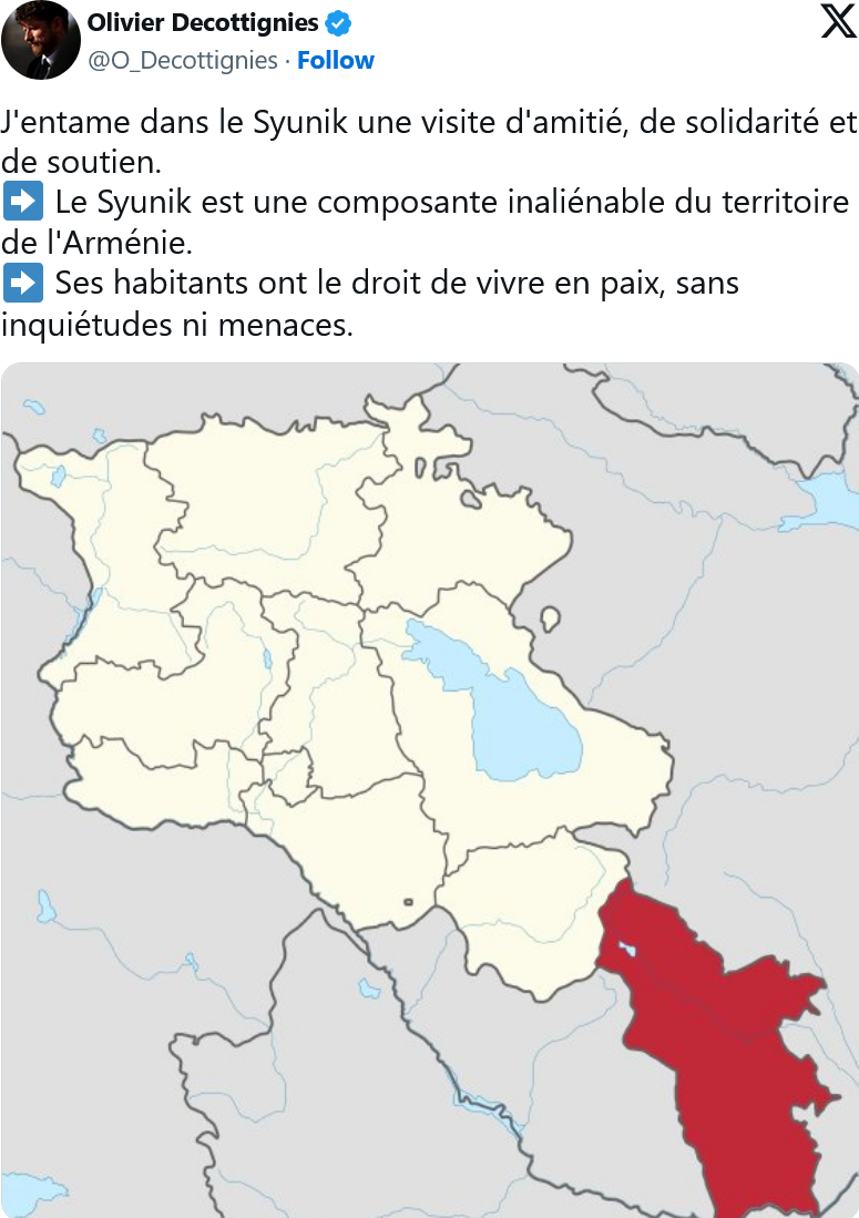 O. Decottignies : j&rsquo;entame une visite dans le Siounik