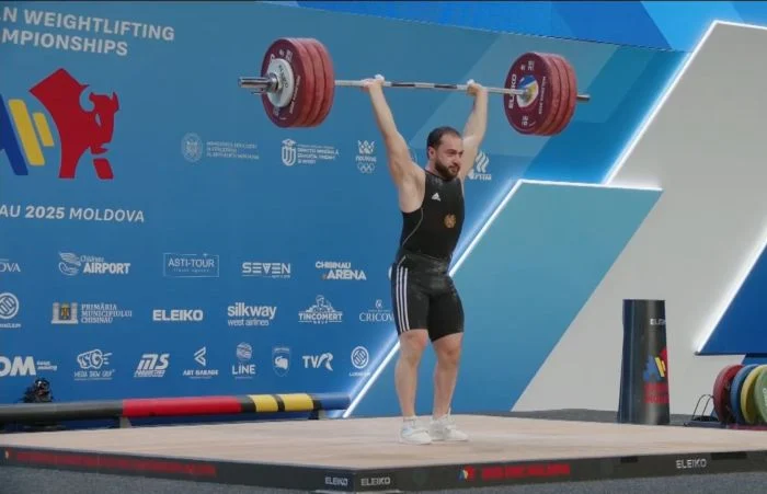 Rafik Harutyunyan (Arménie), vice-champion d&rsquo;Europe d’haltérophilie des 81 kg à Chisinau (Moldavie)