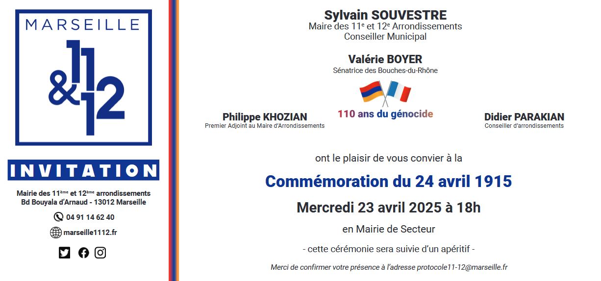 La Mairie de Marseille 11&12 commémore le génocide des Arméniens