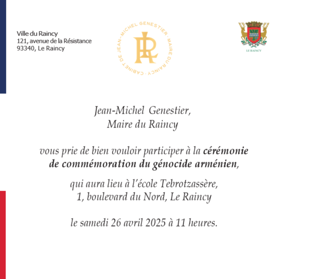 Le Raincy commémore le génocide des Arméniens
