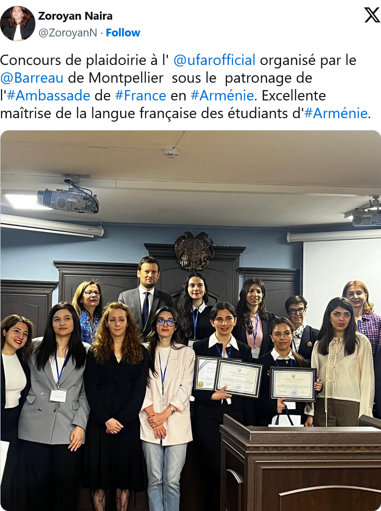Naira Zoroyan : Excellente maîtrise de la langue française des étudiants d&rsquo;#Arménie