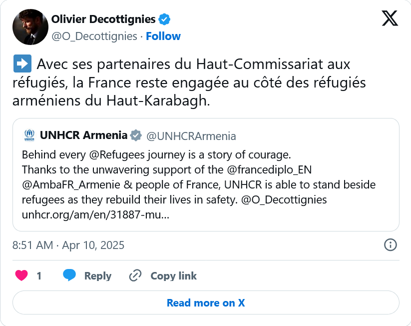 O. Decottignies : la France reste engagée au côté des réfugiés arméniens du Haut-Karabagh