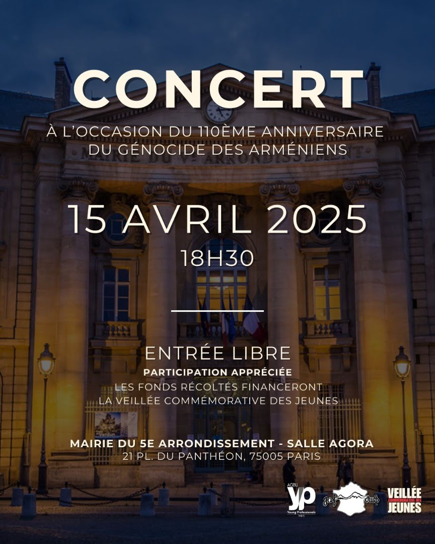 Concert commémoratif du Génocide arménien à 18h30 le 15 avril à Paris ...