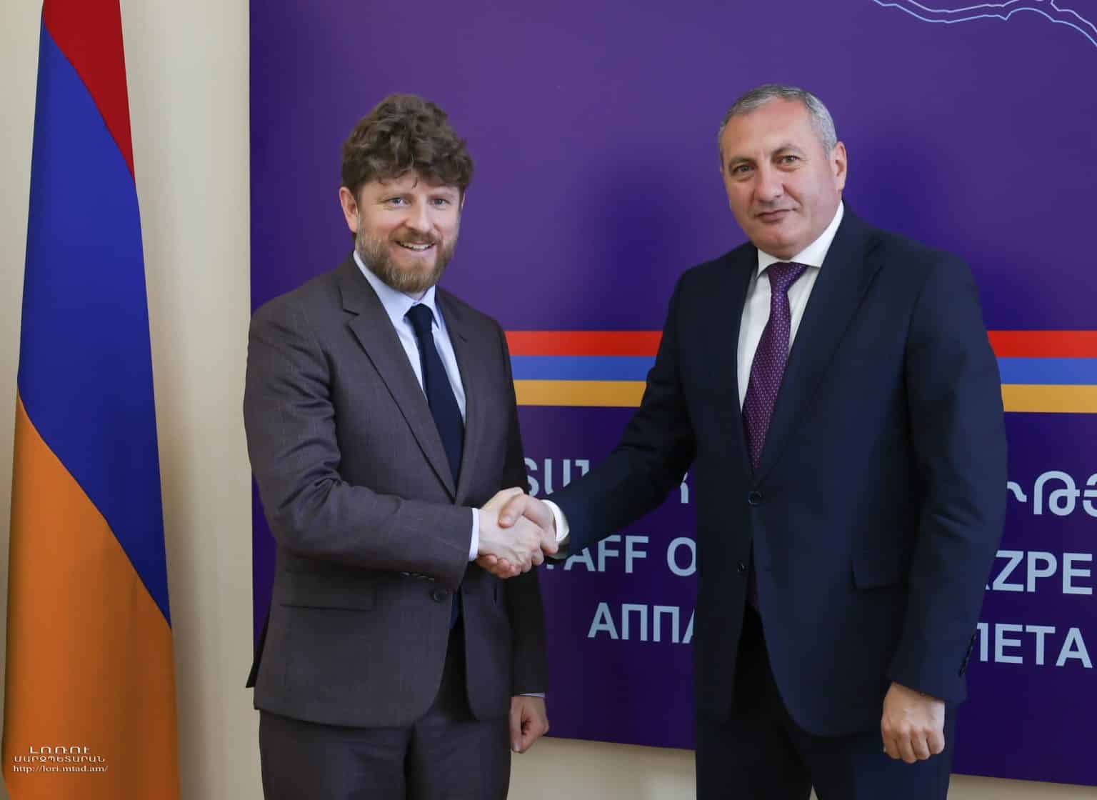 Le gouverneur de la région de Lori au nord de l’Arménie a accueilli l&rsquo;ambassadeur de France en Arménie, Olivier Decottignies