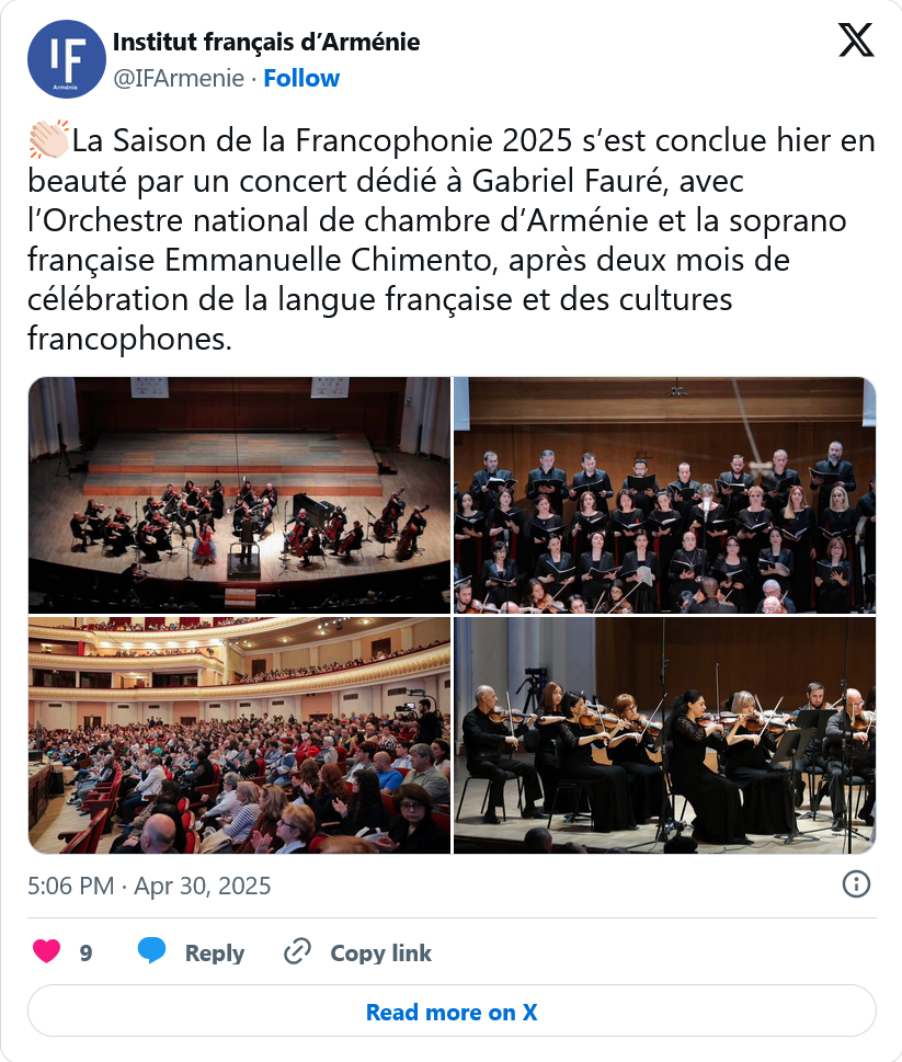 Institut Français d&rsquo;Arménie : conclusion en beauté de la saison de la Francophonie