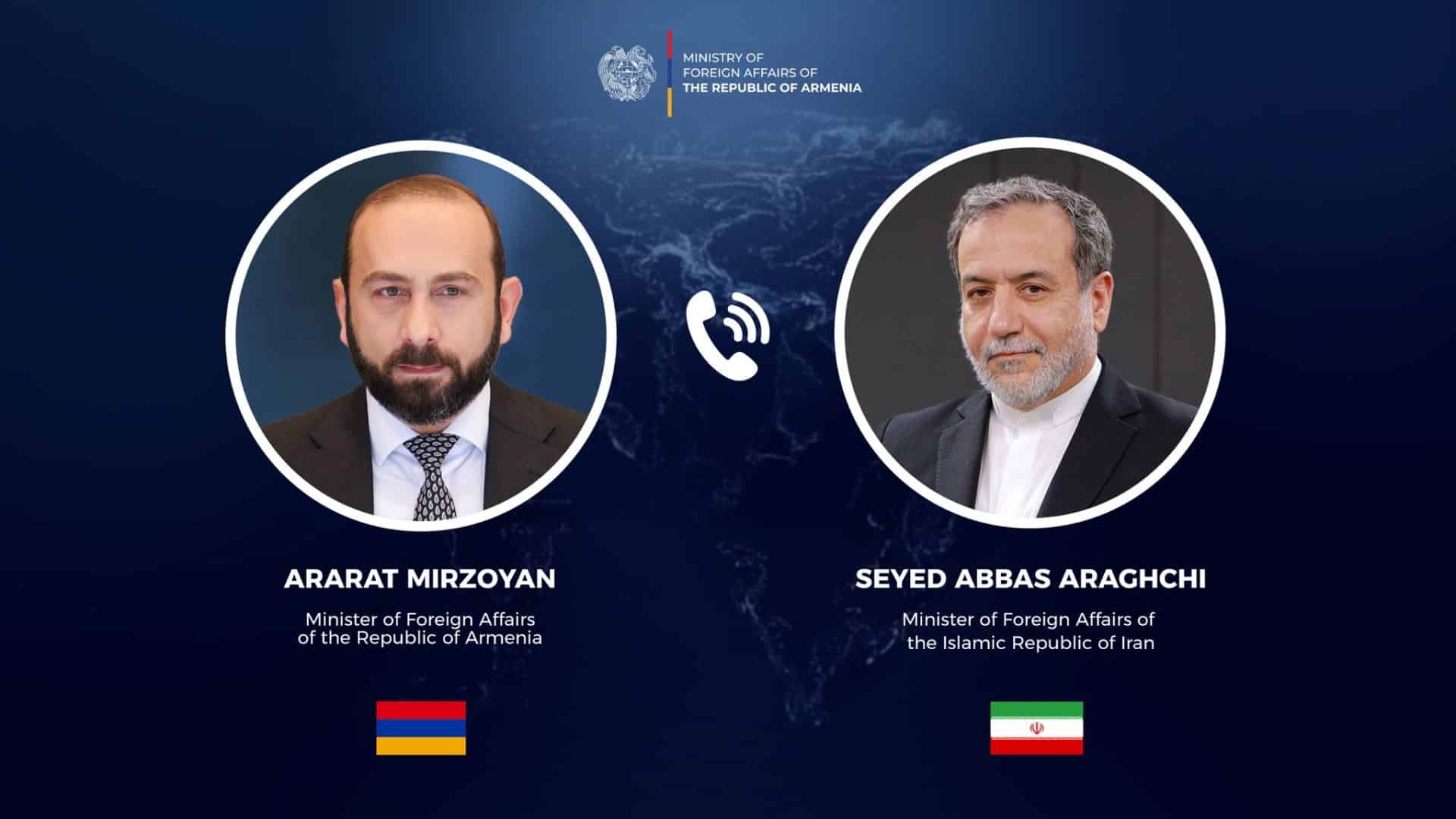 Le chef de la diplomatie arménienne Ararat Mirzoyan s&rsquo;est entretenu téléphoniquement avec son homologue iranien Abbas Araghchi