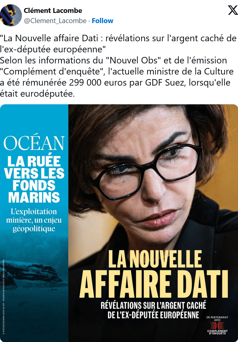 Clément Lacombe : « La Nouvelle affaire Dati : révélations sur l&rsquo;argent caché de l&rsquo;ex-députée européenne »